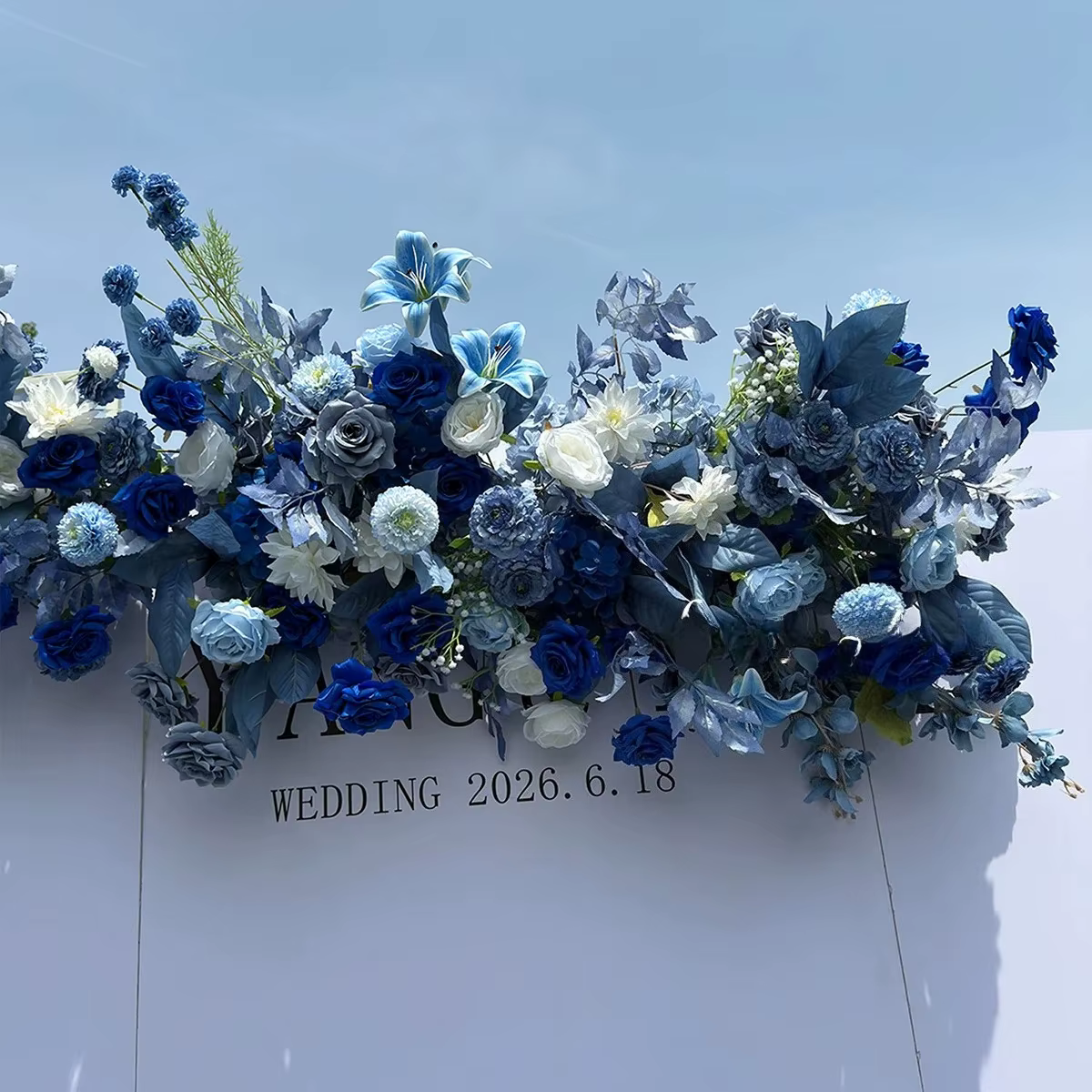 Haze bleu fleur extérieure fleurs artificielles décoration de mariage accrocher
