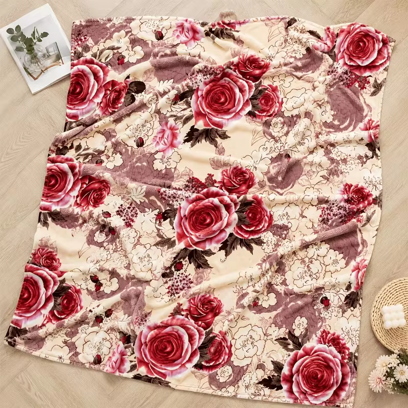 Couverture à motif de fleurs de mer, 1 pièce, pour le printemps, l'été, l'automne, l'hiver, décoration de chambre, cadeau pour canapé de salon, couverture pour la Saint-Valentin