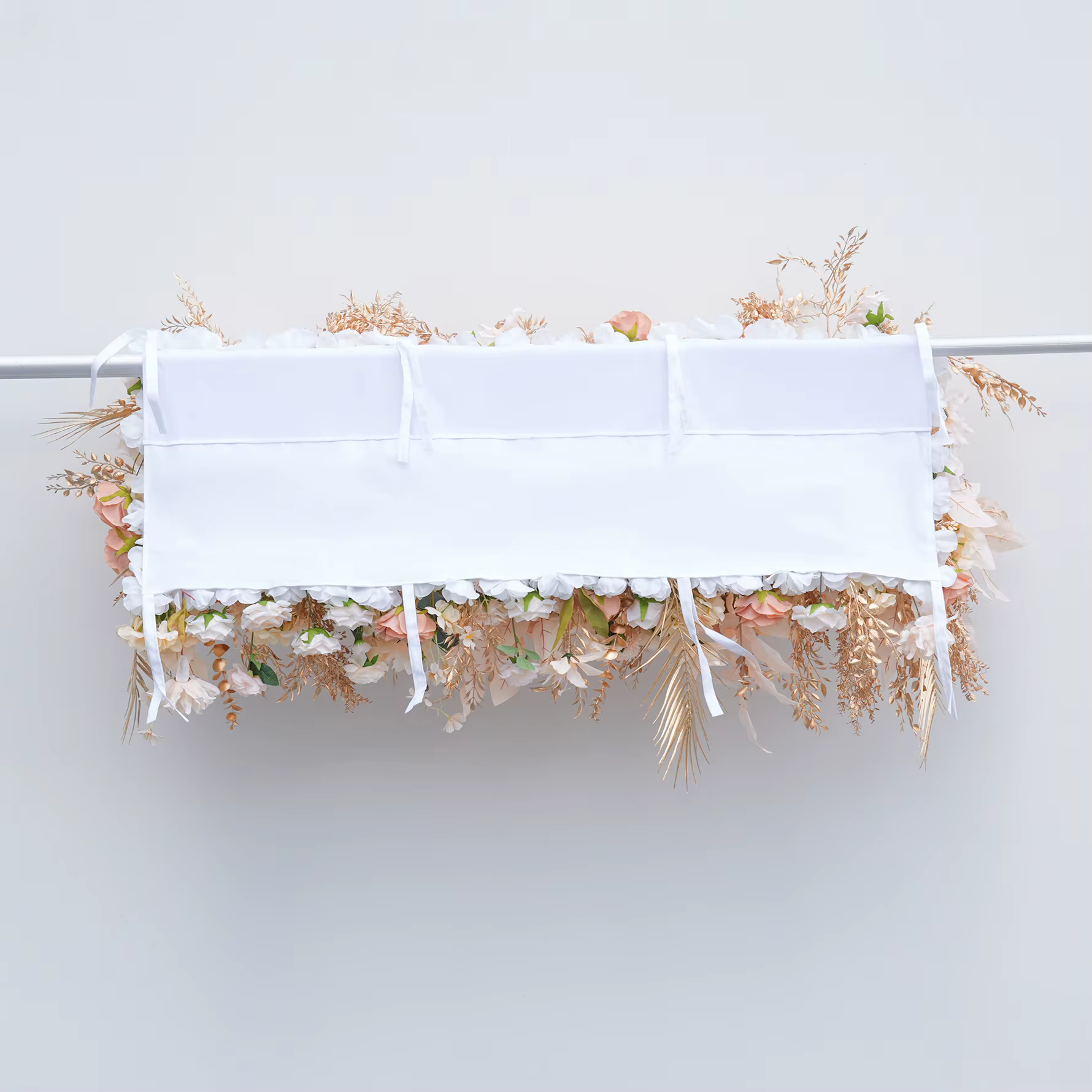 A9027 Angela fleur artificielle Champagne feuilles d'or Base en tissu Arrangement Floral en plein air mariage toile de fond arc décor accessoires