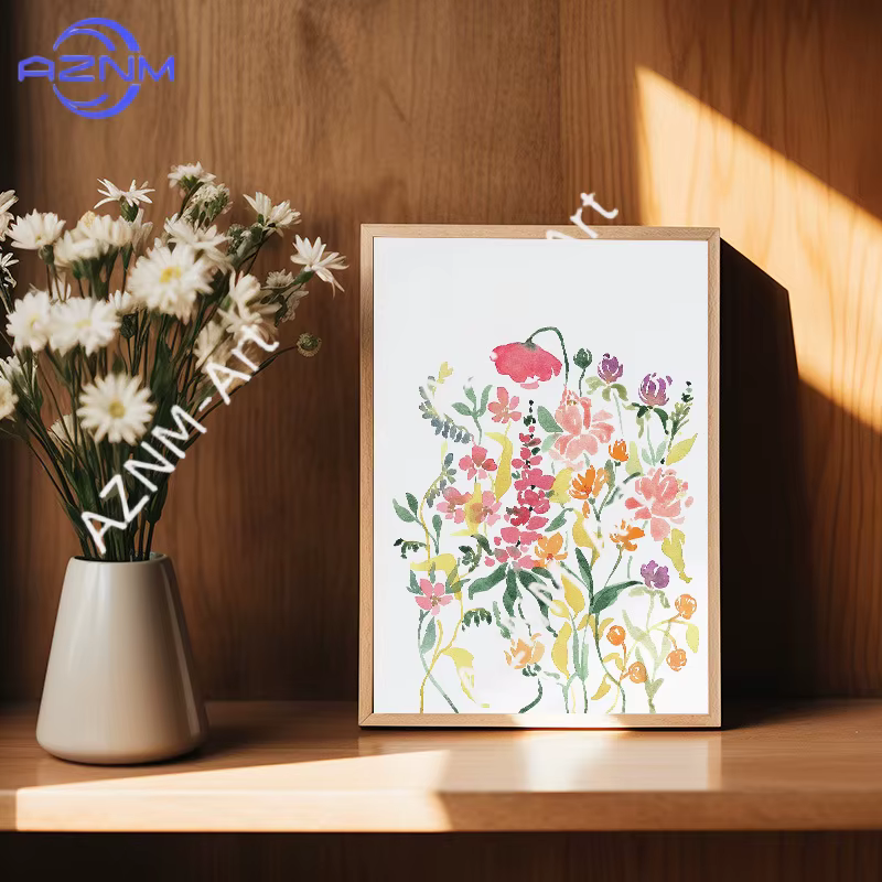 Affiches d'art mural bohème sur toile, motifs floraux botaniques et fleurs sauvages en aquarelle, pour décoration de salon