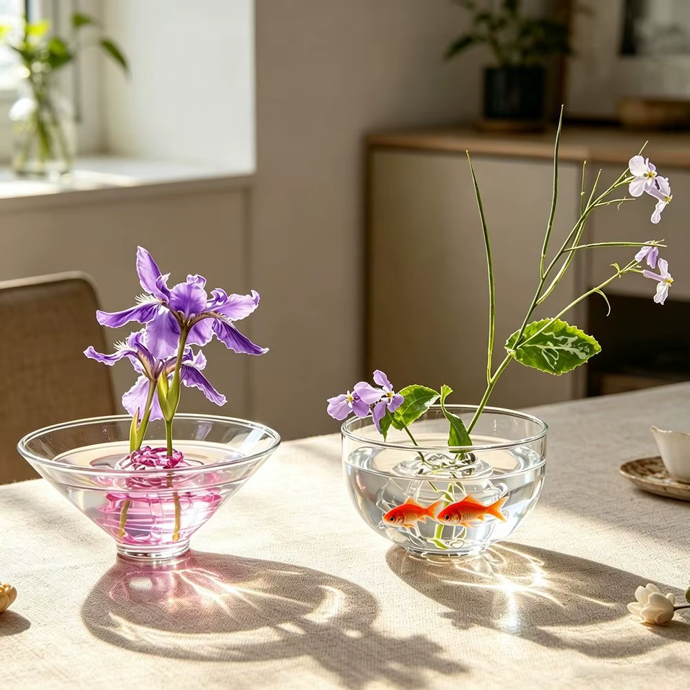 Vase en verre transparent en forme de boule pour fleurs