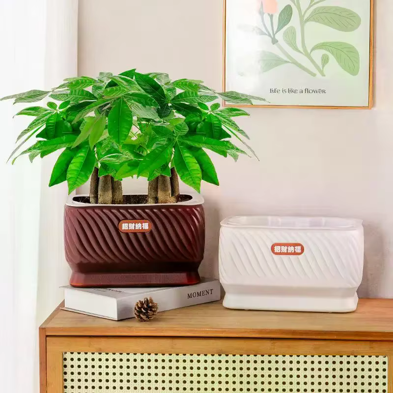 Pot de fleurs auto-arrosant en plastique