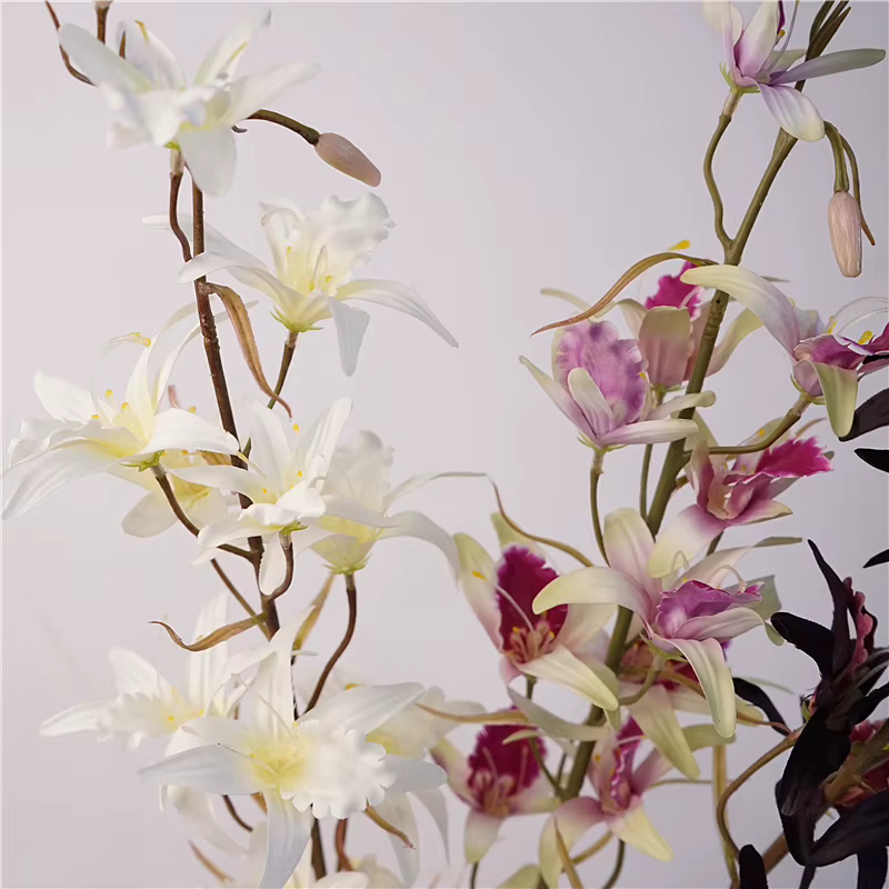 Branche de fleur d'orchidée Dendrobium de 81 cm