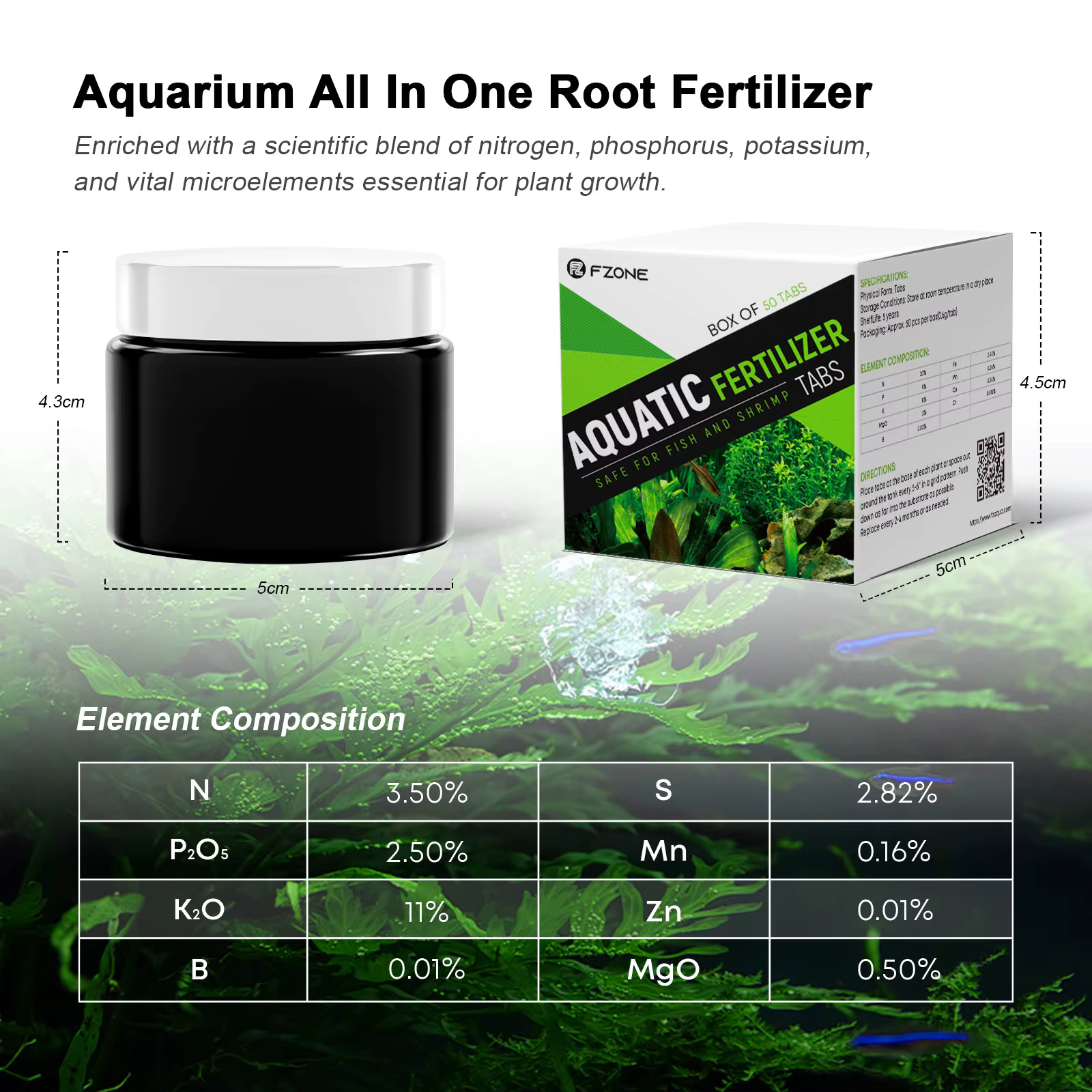 FZONE Engrais pour plantes aquatiques en comprimés