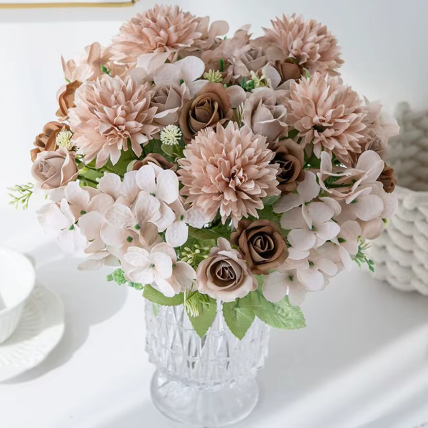 Fleur artificielle soie Rose maison Vase Table Bonsaï Festival de poche Floweer jardin mariage mariée Bouquet bricolage cadeau boîte Decorati