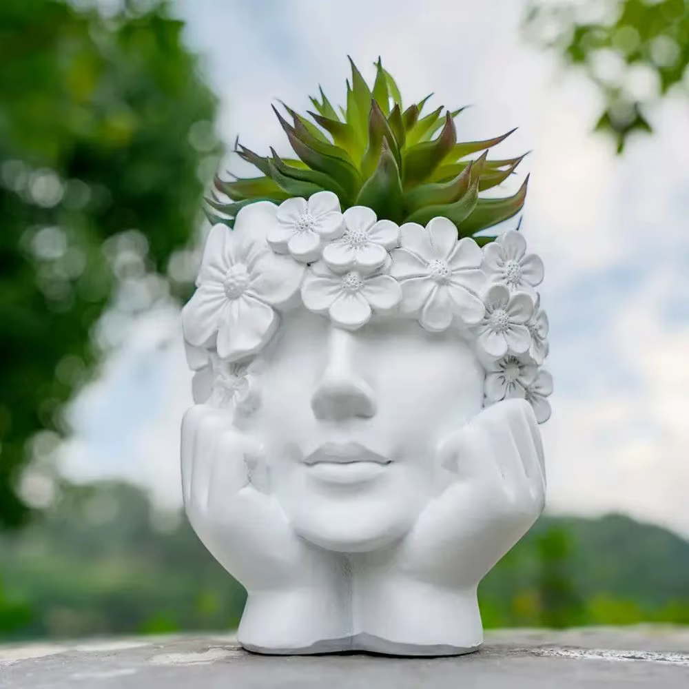 1 morceau de Pots de fleurs créatifs pour visage féminin