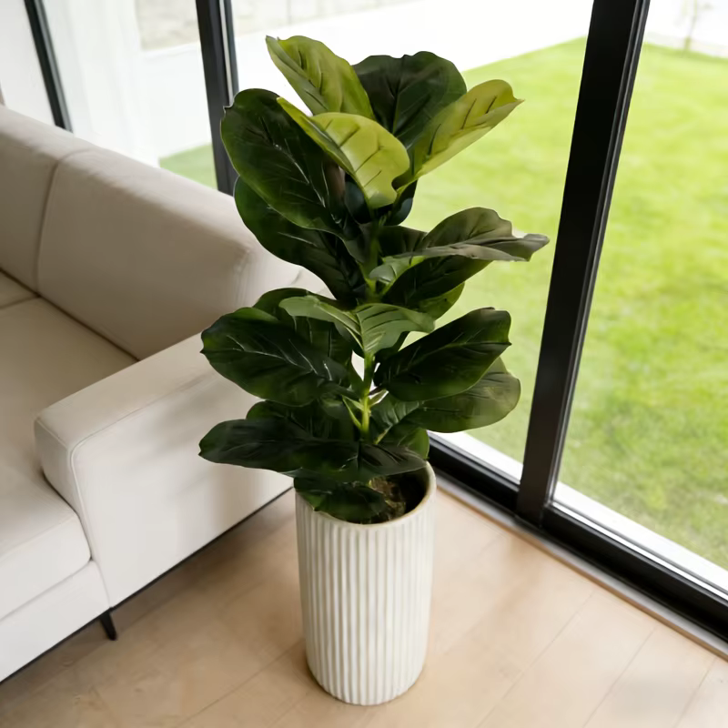 1 pièce de Ficus Lyrata artificiel de 85 cm avec 23 feuilles pour la décoration de bureaux