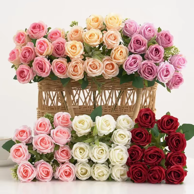 Bouquet de Roses Os rouges à l'aloès vert pour mariage