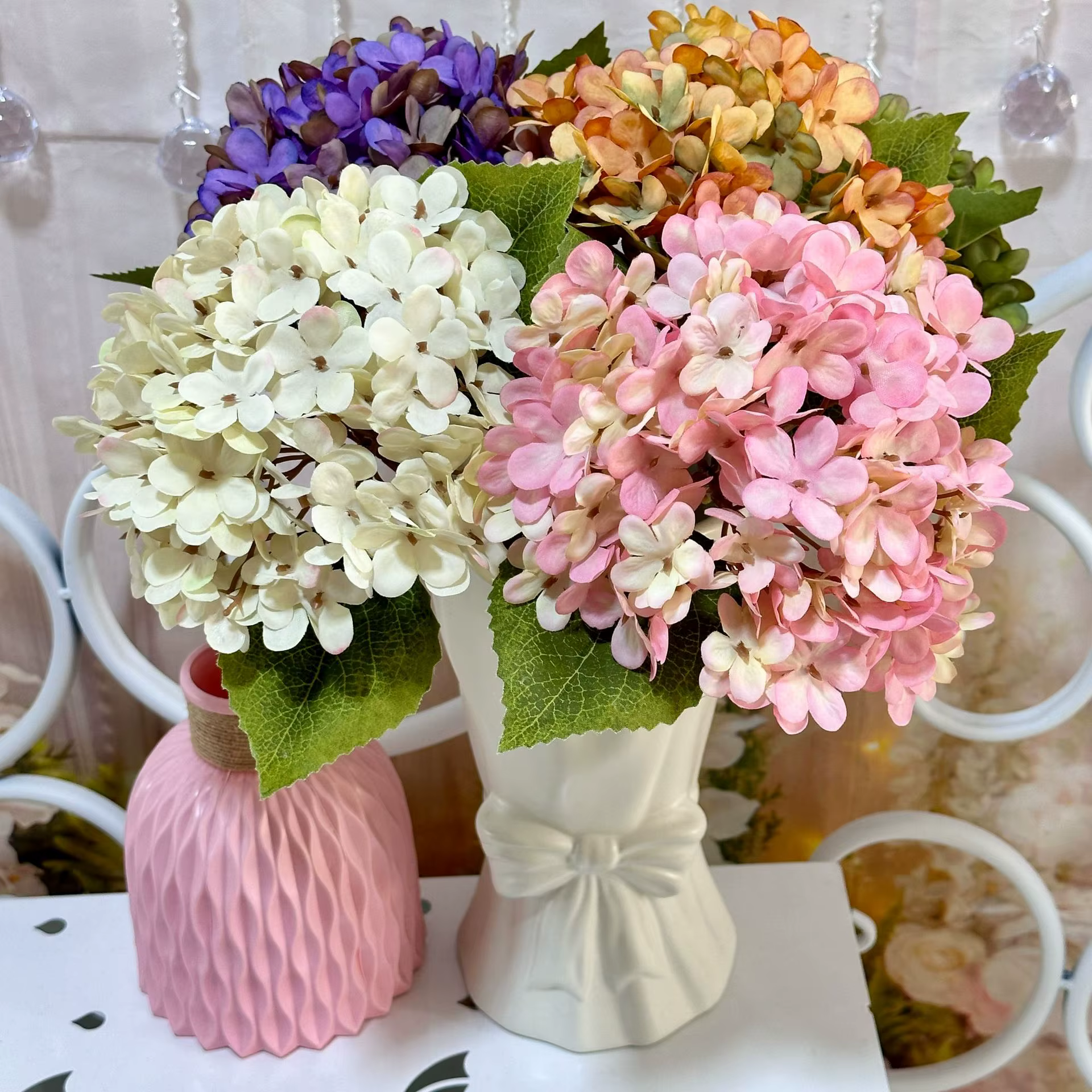 Fleur artificielle d'hortensia de style rétro
