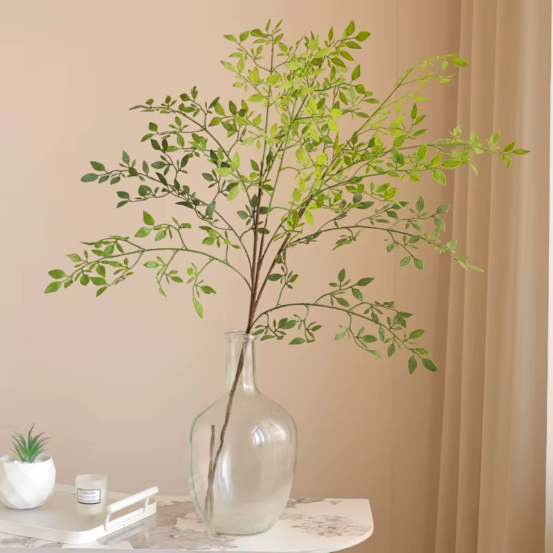 Plante artificielle verte à branche unique de type Forsythia