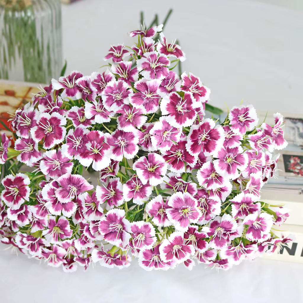 Fleurs d'œillet artificielles avec tige