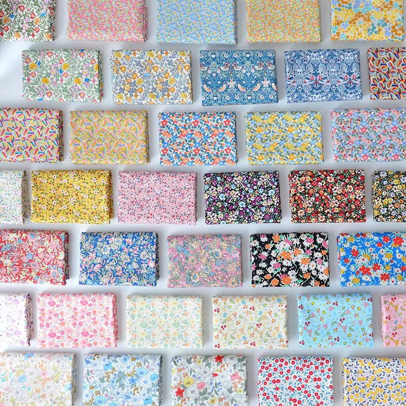 Tissu popeline de coton pur à motifs floraux fins, vendu au mètre, pour la confection de robes, vêtements, linge de lit, rideaux, et la couture pour enfants, tissu imprimé été