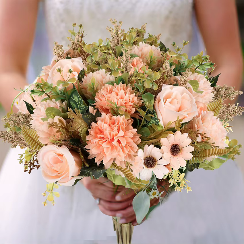 Fleurs artificielles Rose Chrysanthème Combinaison Bouquet Haute Qualité Décor À La Maison Automne Décoration DiyWedding Festival Beouquet