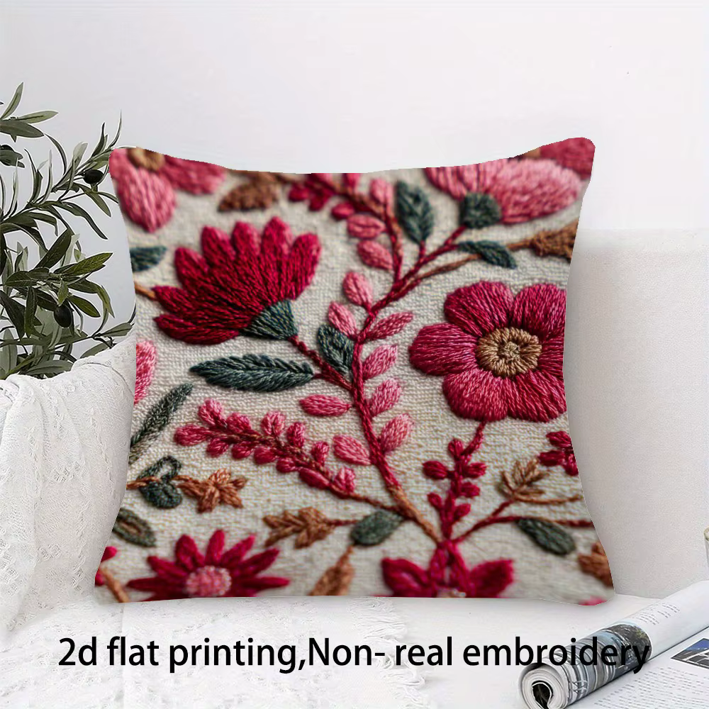 Housses de coussin imprimées en 2D à motifs floraux
