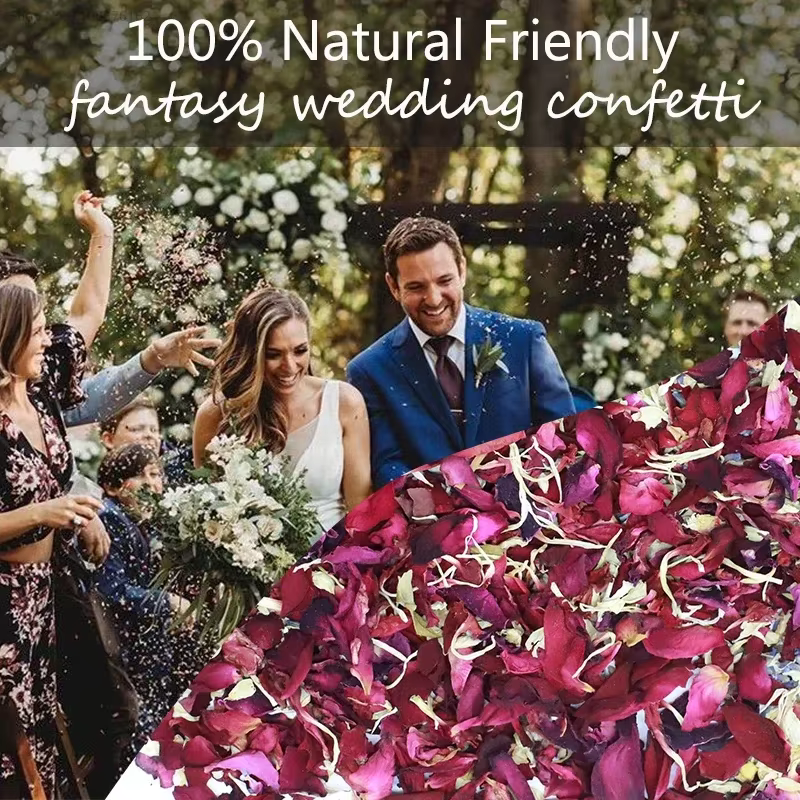 20/30/50 pièces 50g/sac Pétales de rose naturels séchés Confettis de mariage Douche nuptiale Anniversaire Décoration DIY Biodégradable