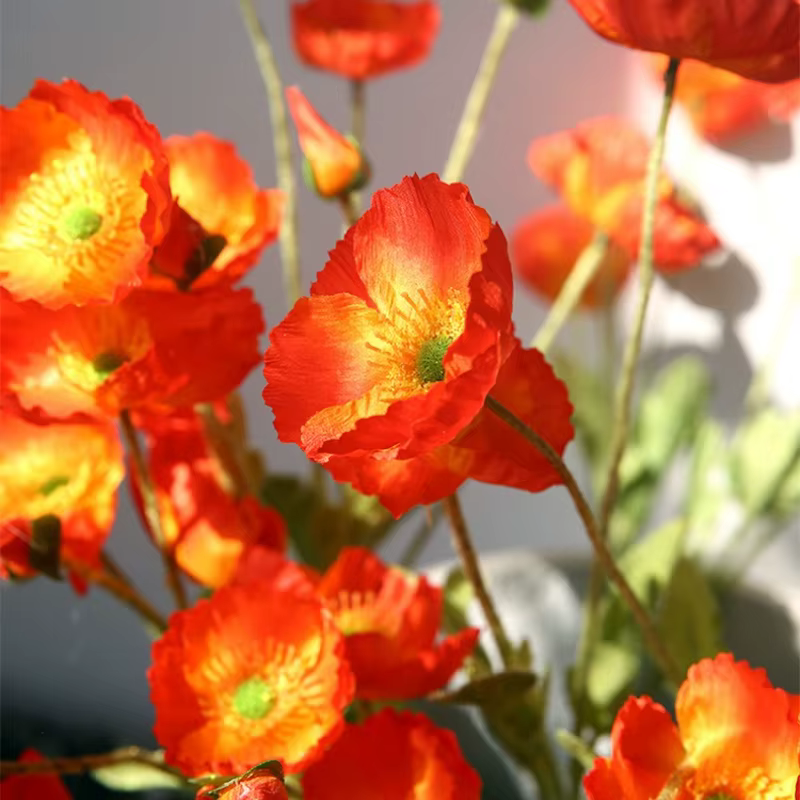 Fleurs artificielles de pavot en velours 24 pouces
