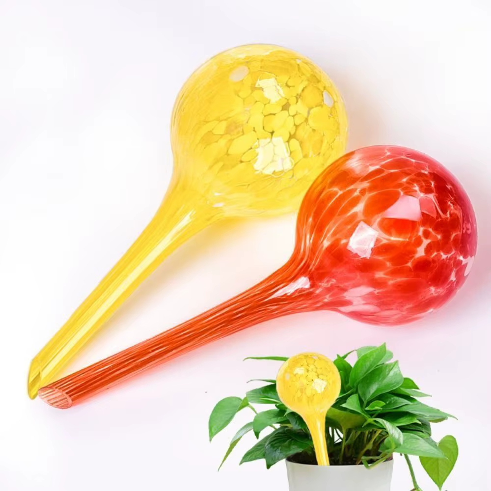 Boule d'arrosage automatique en verre pour plantes colorées