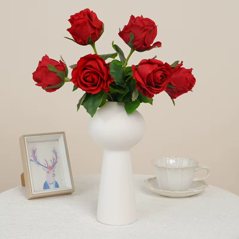 10 pièces de fleurs artificielles blanches au toucher réel