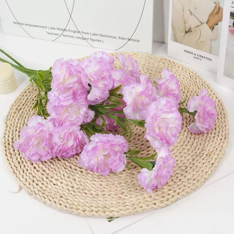 Simulation de fleurs œillets en soie