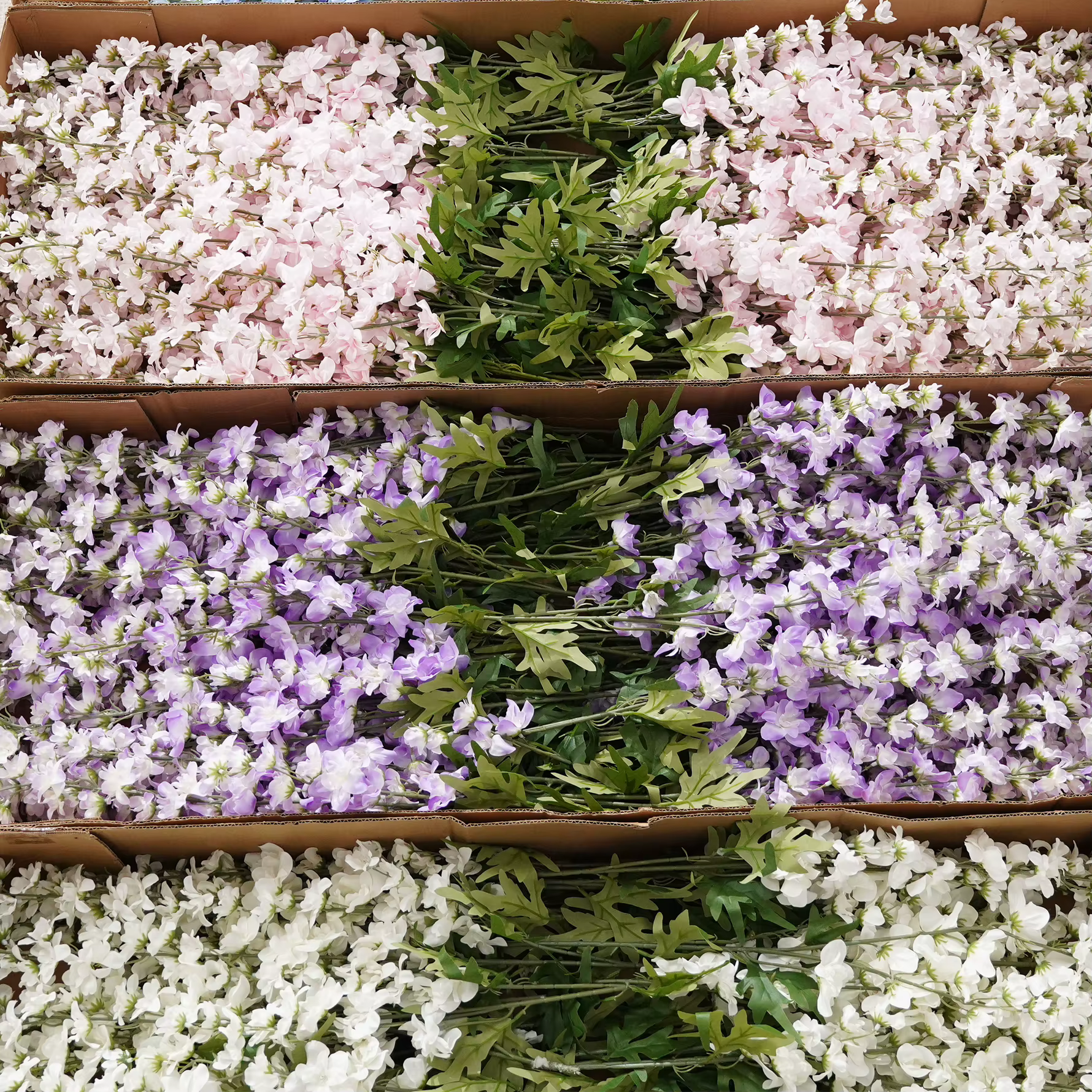HMEOT H8413 3 Têtes de fleurs artificielles colorées Delphinium pour arrangements floraux de mariage