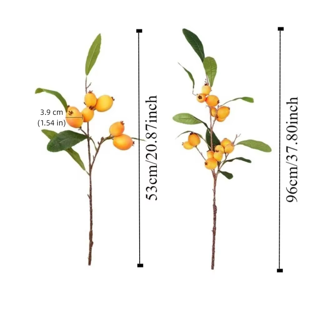 Branche de Loquat Artificielle à Feuilles Vertes