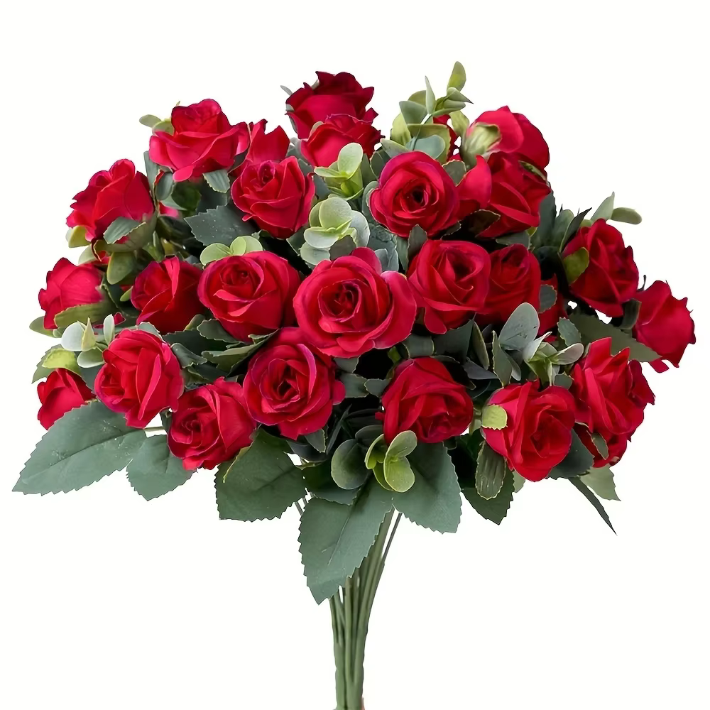 Bouquet de roses artificielles en soie