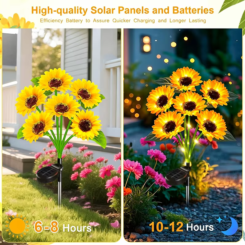 Lampes solaires LED en forme de tournesol