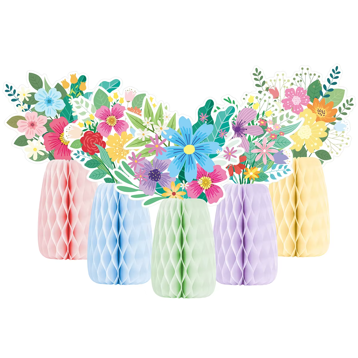 5 pièces de centres de table en nid d'abeille à fleurs sauvages