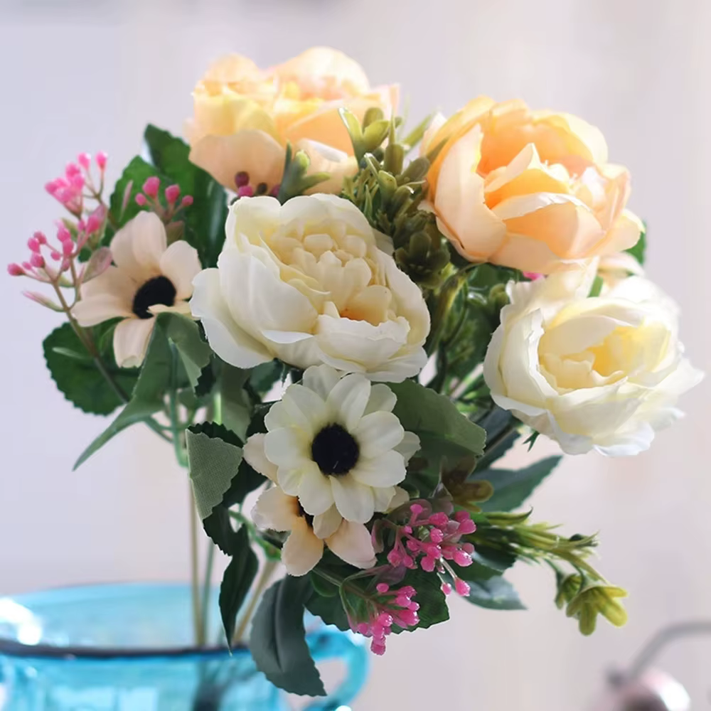 Bouquet de fleurs de pivoine artificielles en soie
