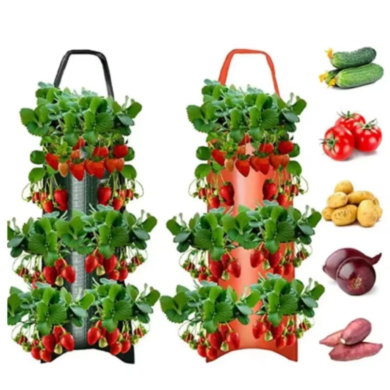 Nouveau sac de culture suspendu à 6 trous pour fraises