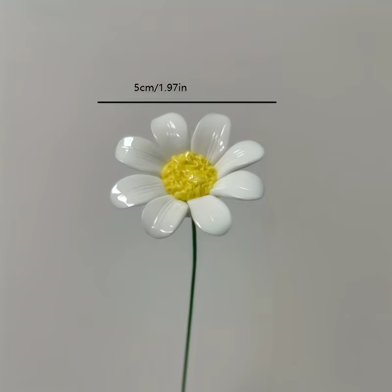 5 fleurs en céramique, marguerites artificielles