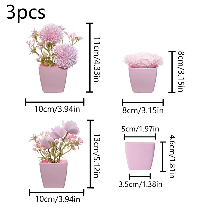 Plante en pot de roses à fleurs simulées