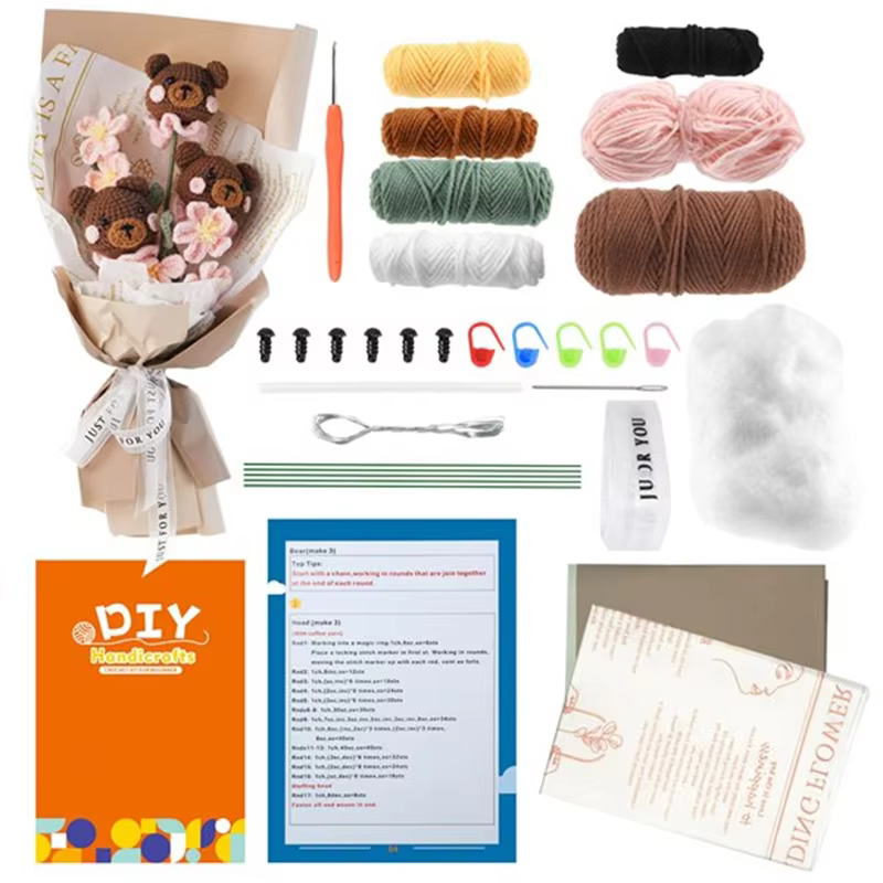 Kit de crochet de bouquet de fleurs pour adultes et débutants