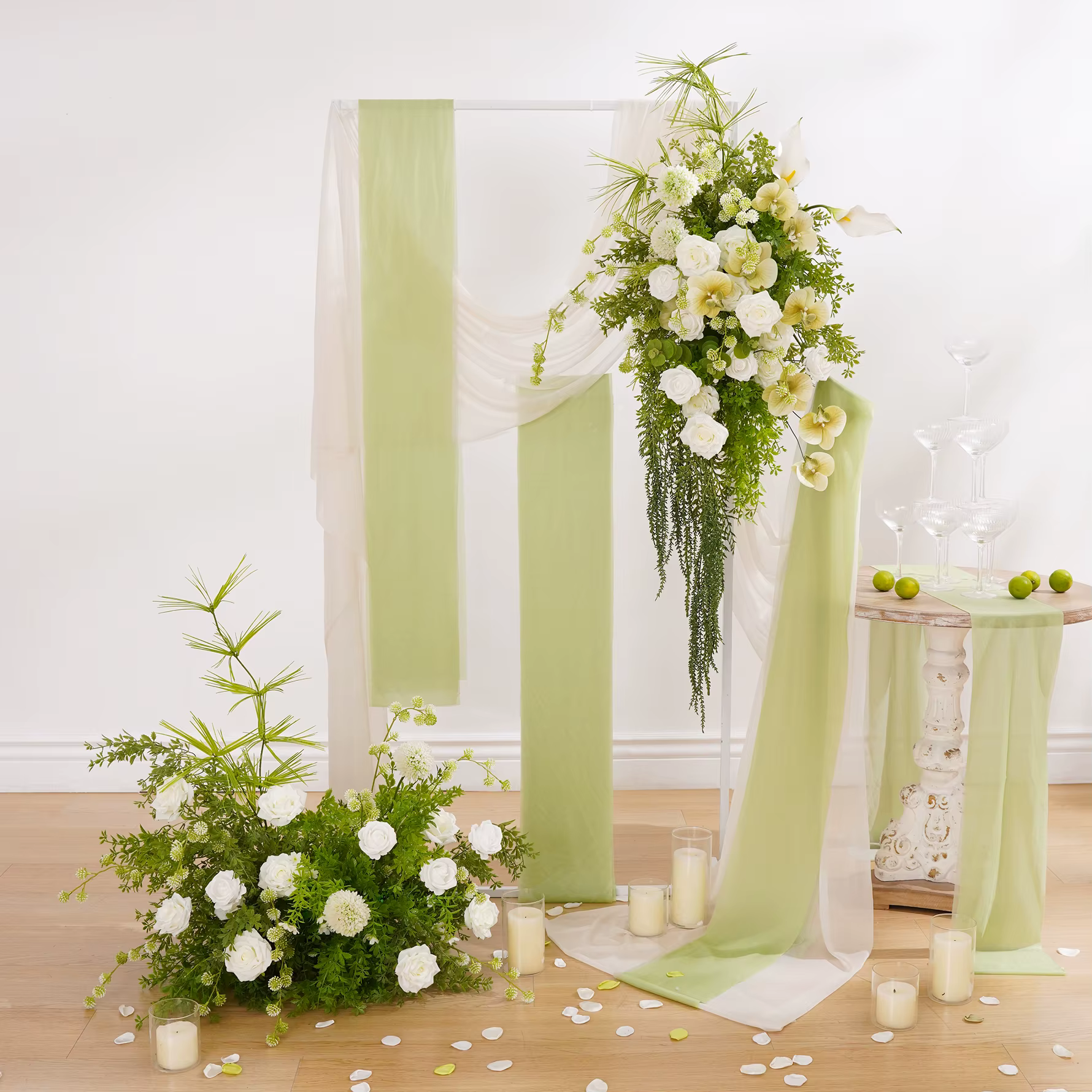 CHUXIN C9018 Mori champs orchidée blanche suspendue verdure fleur rangée extérieure mariage route plomb allée Arrangement floral décoration