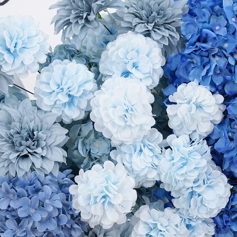 Haze bleu hortensia Dahlia accrocher fleur rangée décor mariage réception toile de fond Arrangement Floral Banquet accessoire fenêtre affichage H8901