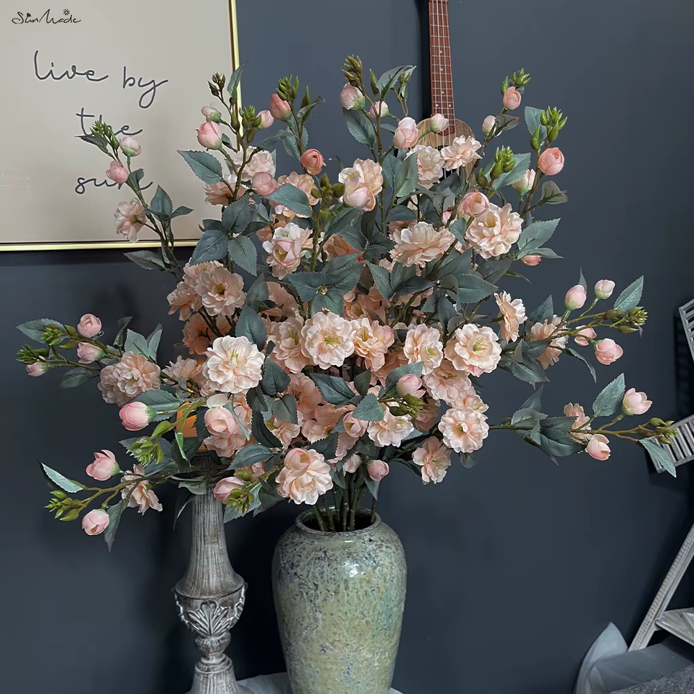 SunMade-Fleurs de camélia artificielles à longue branche