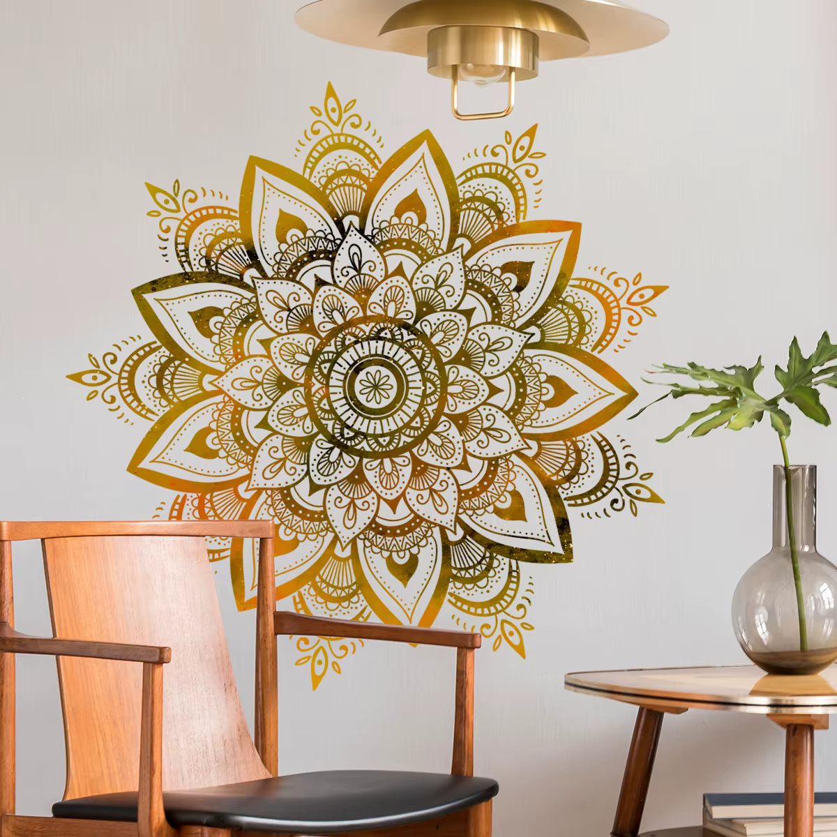 Autocollant mural amovible auto-adhésif motif fleur de mandala bohème pour chambre à coucher – Décoration murale