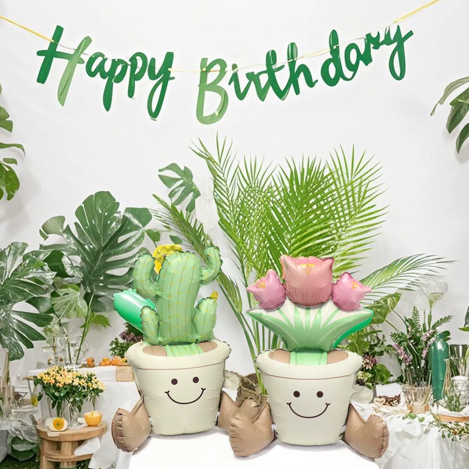 Ballon en pot de fleurs de Cactus et de tulipe mat