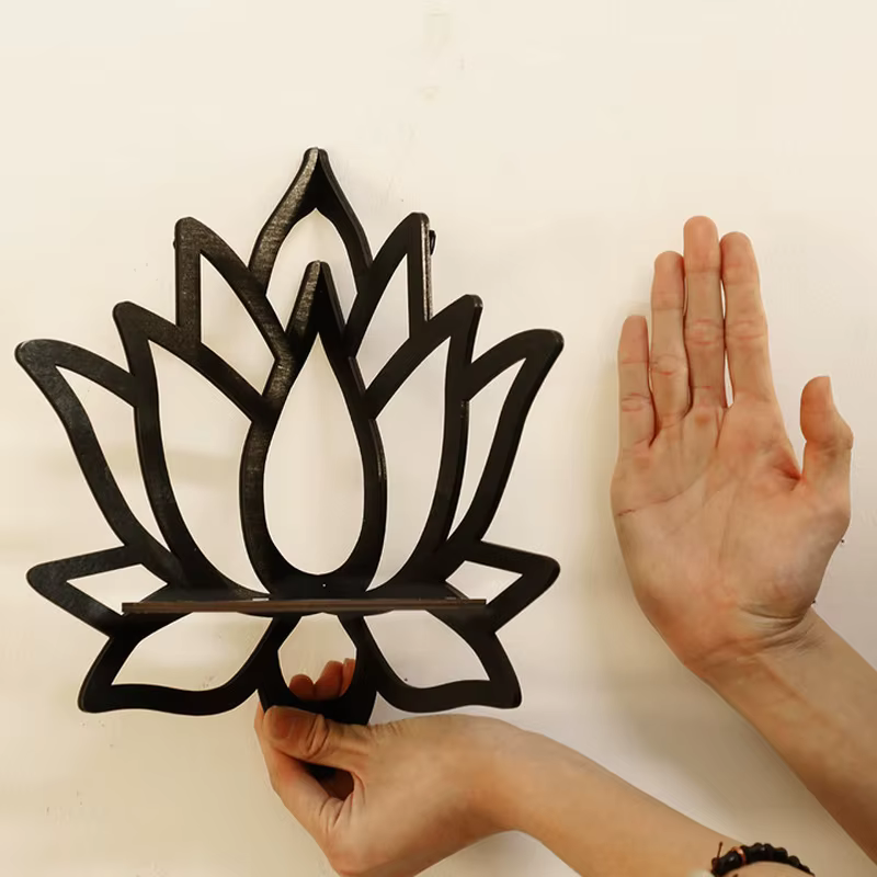 Support décoratif creux en bois Lotus