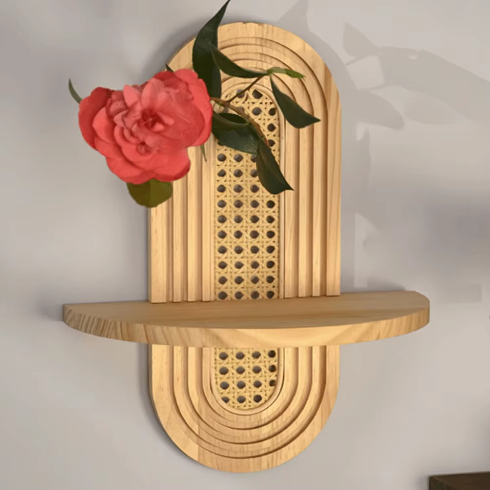 Nouvelle étagère à fleurs en rotin faite à la main