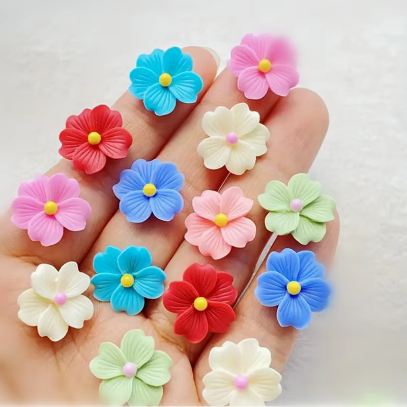 60 pièces de fleurs en résine mélangées