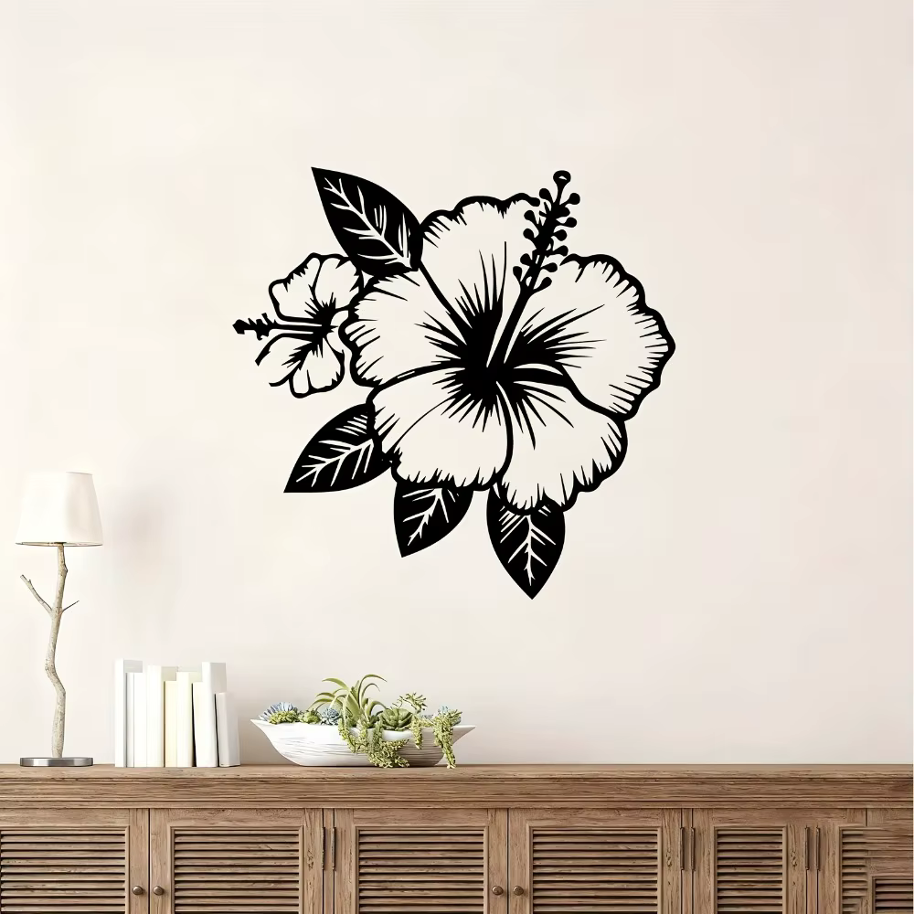 1 pièce d'art mural en métal Hibiscus