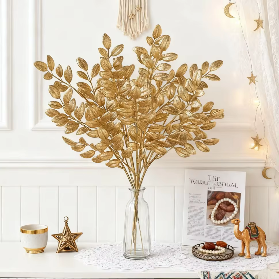 Plante artificielle feuilles dorées nouvel an saint valentin maison chambre Decora extérieur mariage jardin Vase guirlande couronne bricolage Prip boîte-cadeau
