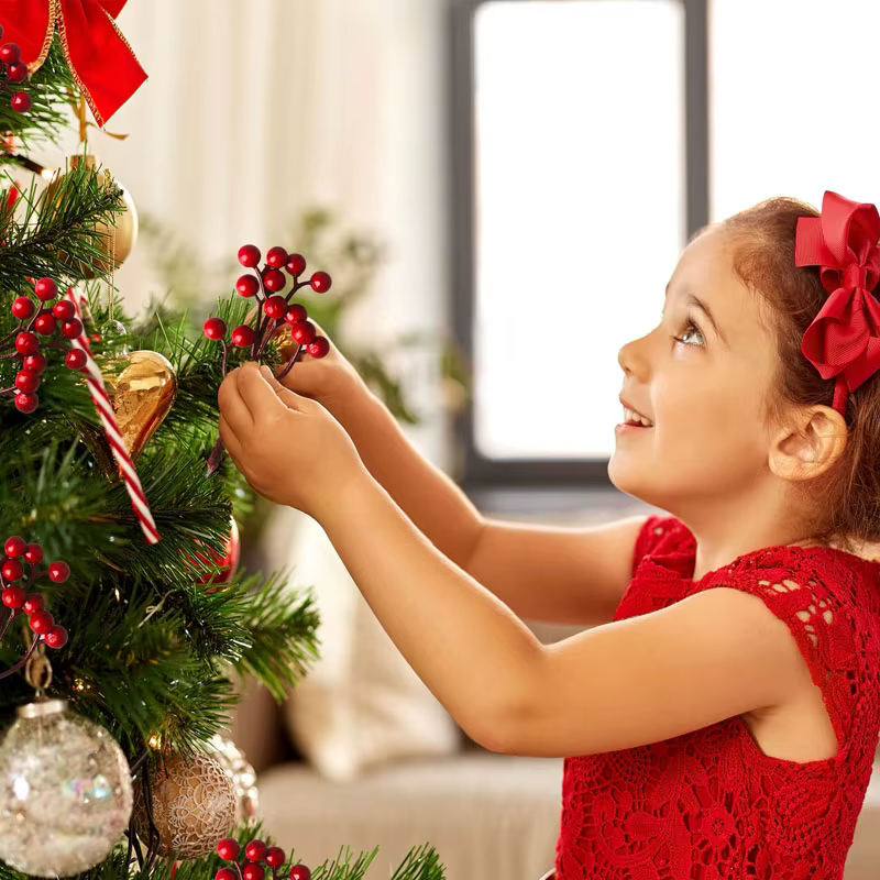 20 pièces baies de houx artificielles noël hiver fausses