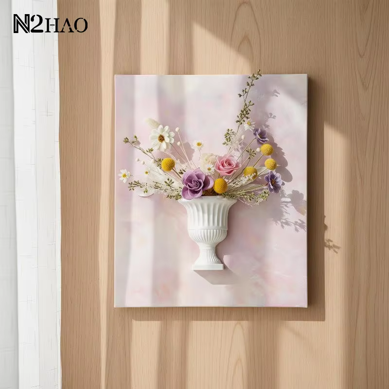 Vase mural demi-cercle blanc pour peinture à l'huile à la française