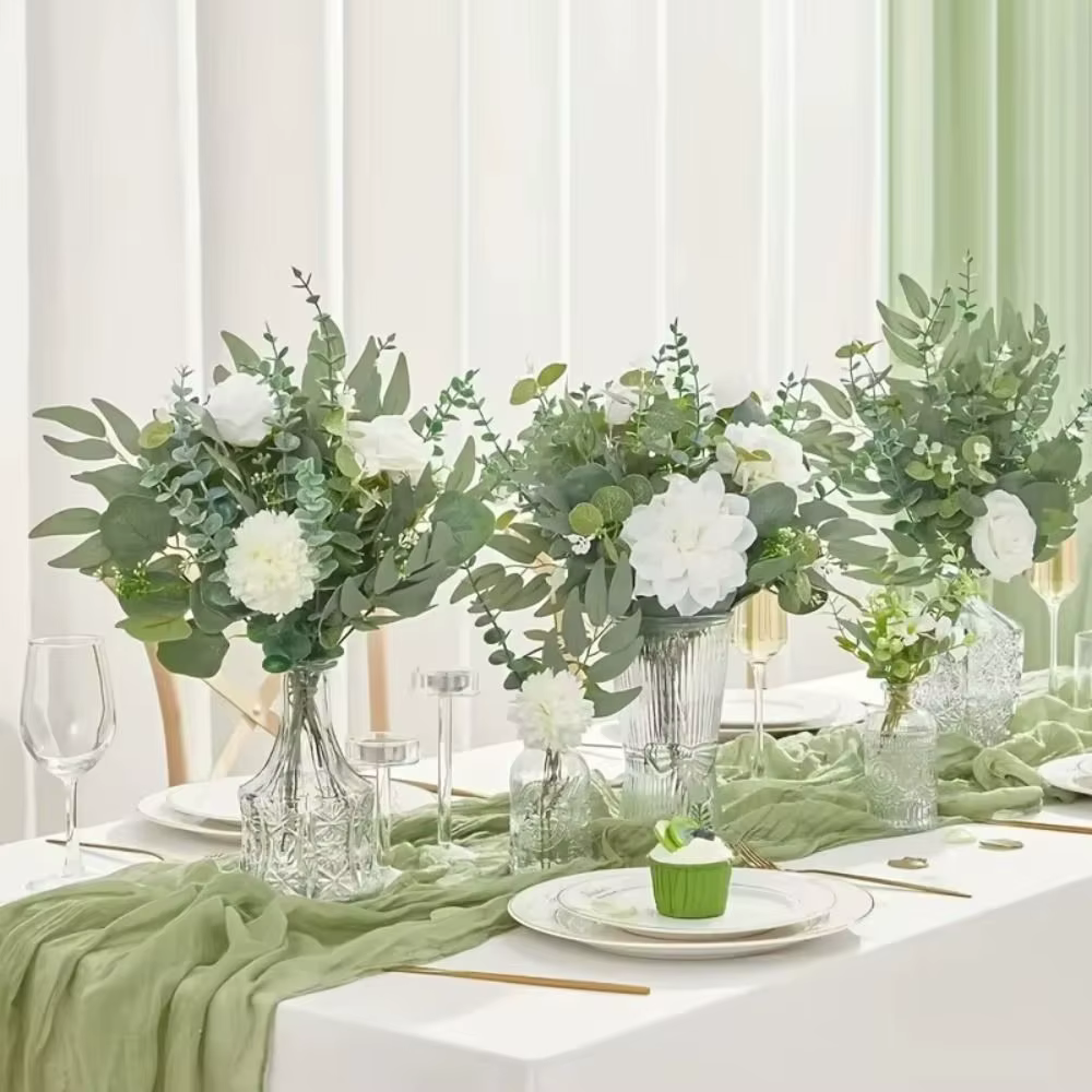 70 PCS Nouveaux Bouquets de Fleurs Artificielles en Feuilles d'Eucalyptus Décoration Maison DIY Arrangement Floral Mixte en Gros