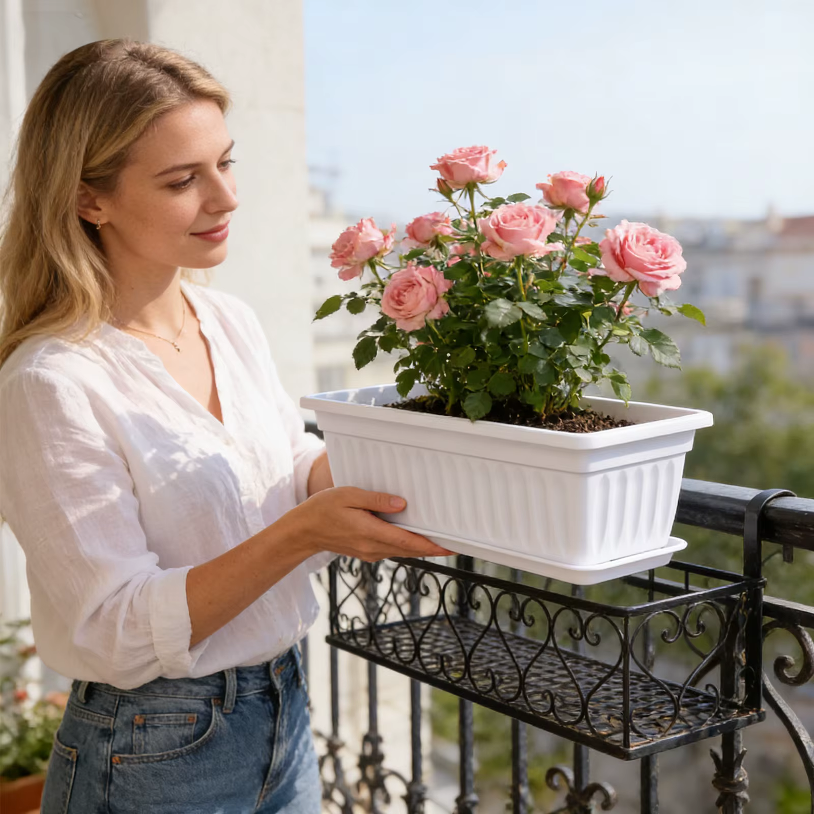 Jardinière rectangulaire en plastique