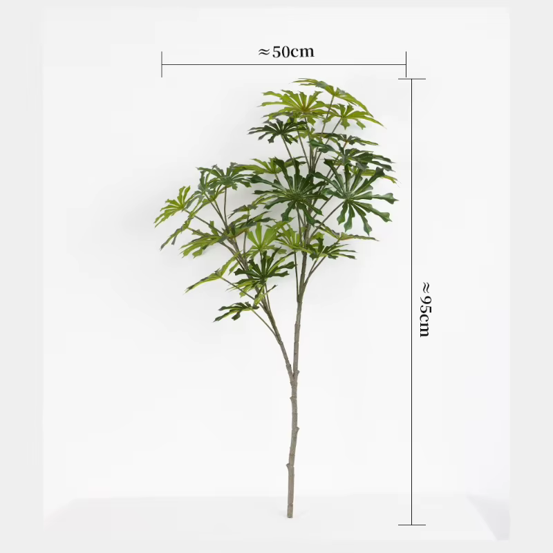Plantes artificielles de simulation de feuilles de manioc vertes pour jardin