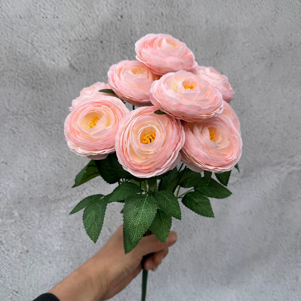 Bouquet de 9 fleurs artificielles de lys et pivoine pour mariage