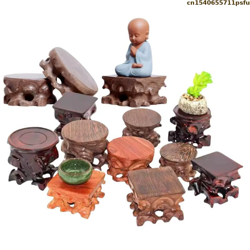 Support de table en bois massif naturel pour vase